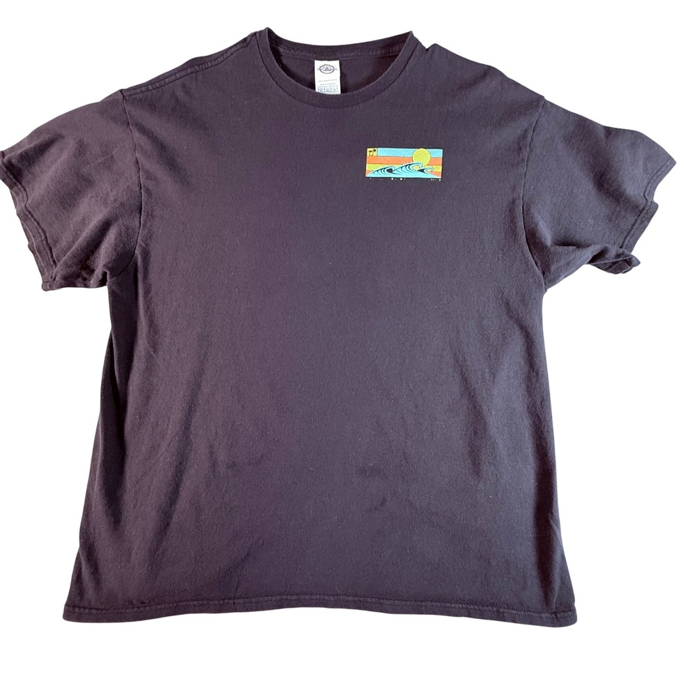 Delta Pro Weight Orange Beach AL Graphic T-Shirt‎ Mens XL Brown Sunset Waves Tee